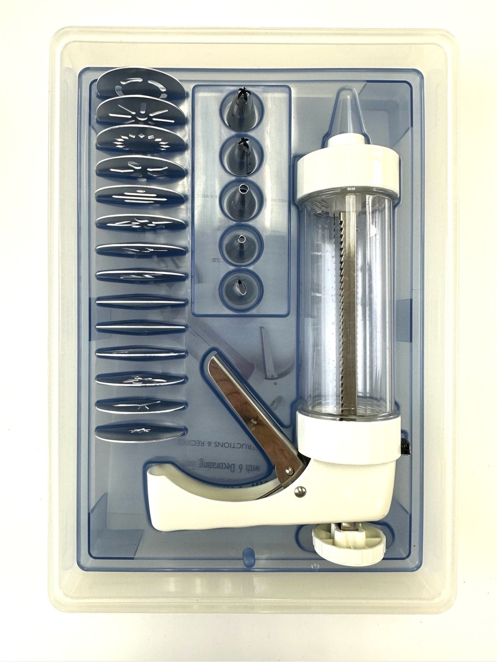 Kuhn Rikon Clear Cookie Press 2461CLB 14 Discs 6 Tips Spritz Baking Set